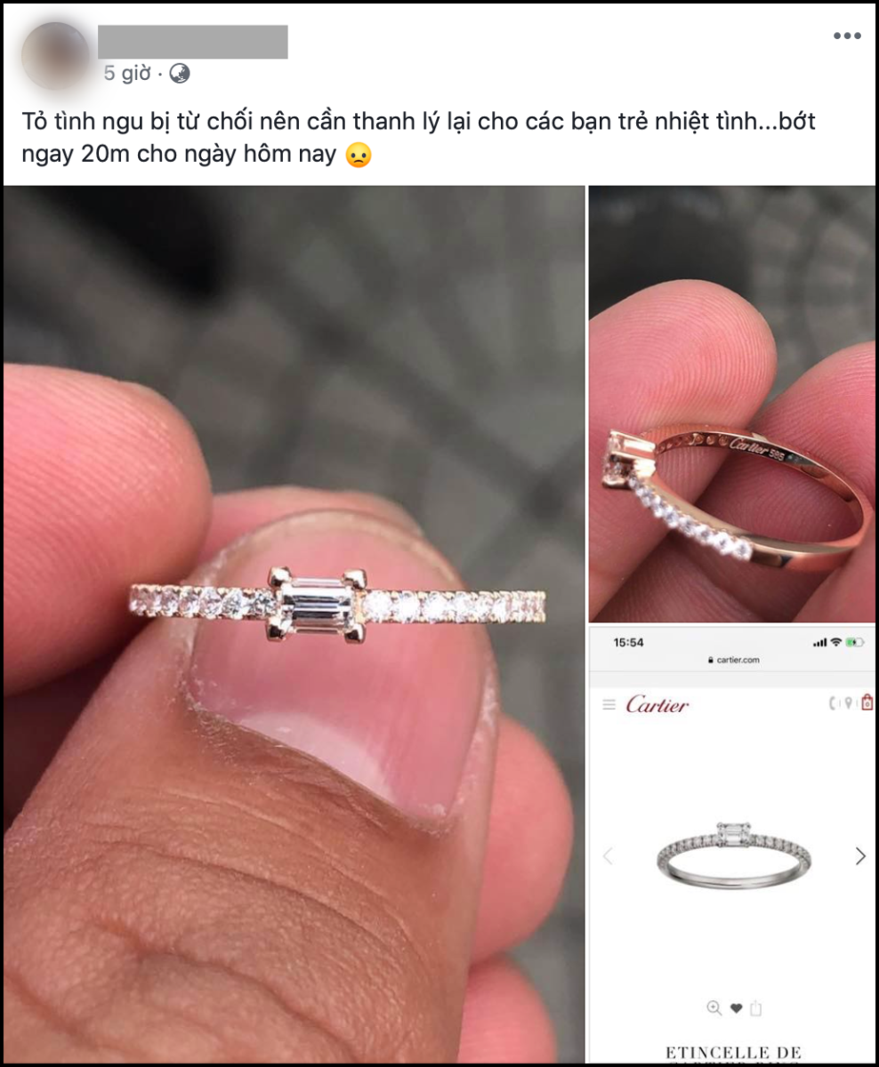 Cô gái từ chối nhận chiếc nhẫn Cartier $3200 vì nghĩ là kim cương fake