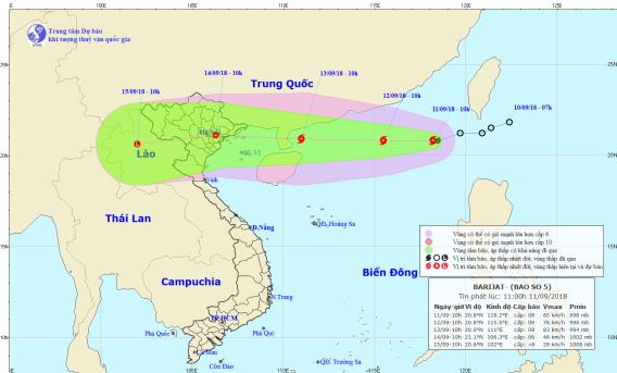 Bão số 5 tiến vào biển Đông