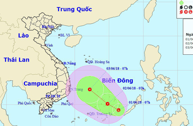 Xuất hiện một vùng áp thấp trên Biển Đông