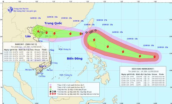 Công điện khẩn chỉ đạo ứng phó với cơn bão số 5 và siêu bão Mangkhut