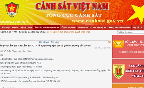 Phó Cục trưởng C50 Võ Tuấn Dũng tử vong: Tổng cục Cảnh sát thông tin