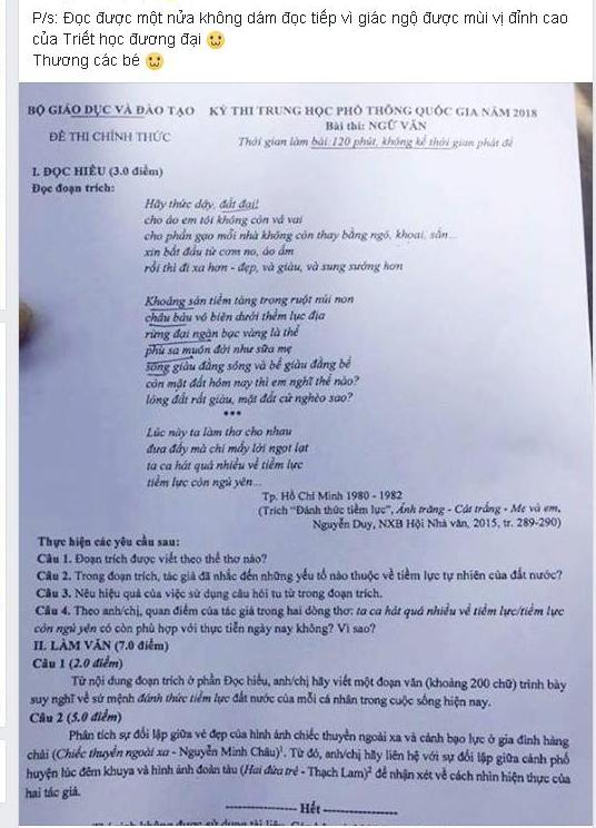 Cộng đồng mạng bàn tán sôi nổi về đề thi Ngữ văn 'Đánh thức tiềm lực'