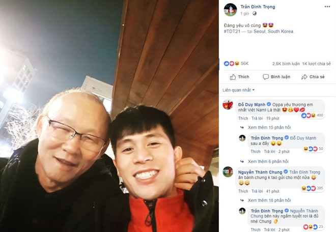 HLV Park Hang-seo thăm trung vệ Trần Đình Trọng sau khi về Hàn Quốc
