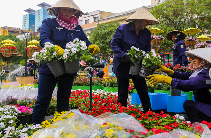 Đường hoa Nguyễn Huệ trước ngày khai mạc