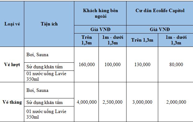 Khuyến mại dịp khai trương bể bơi 4 mùa nước mặn tại EcoLife Capitol