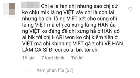 Hari Won bị chỉ trích 'dùng tiếng Hàn, khinh người Việt'
