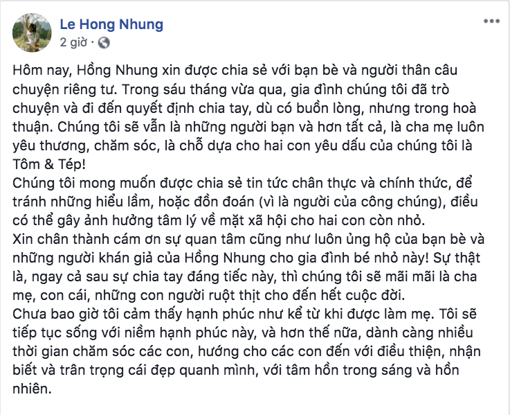 Hồng Nhung bất ngờ tuyên bố ly hôn chồng Tây sau 8 năm bên nhau