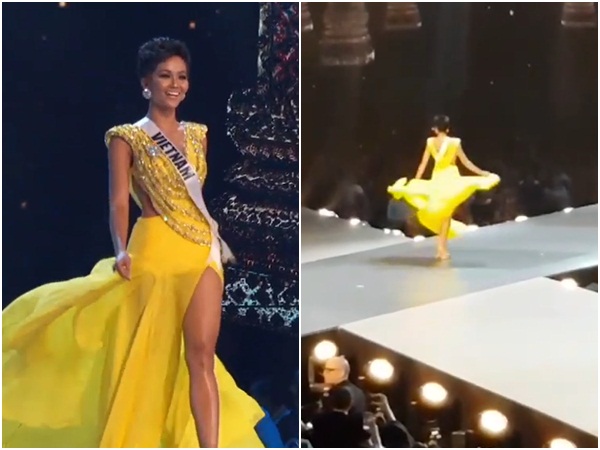 H'Hen Niê hất váy đầy duyên dáng tại Miss Universe 2018