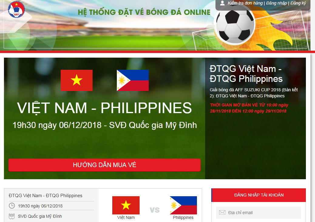 Không mua được vé online trận Việt Nam – Philippines người dân bức xúc