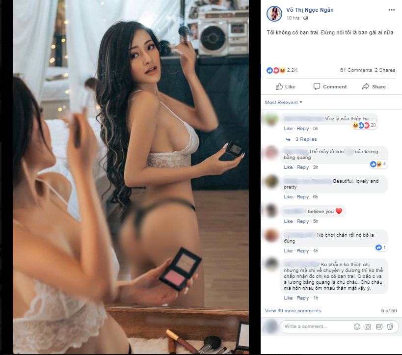 Ngân 98 khoe ảnh bán nude và khẳng định không có bạn trai