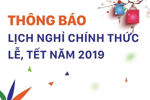 Lịch nghỉ chính thức  lễ, Tết năm 2019