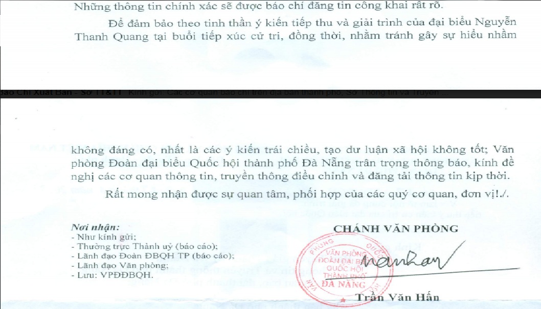 ĐBQH Đà Nẵng đính chính phát ngôn việc Đại tá Tam nhận nhà Vũ 'nhôm'