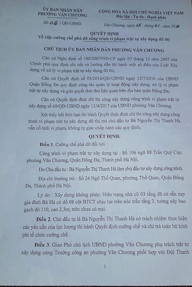 Phường Văn Chương:Nhà trái phép ngang nhiên tồn tại mặc lệnh cưỡng chế