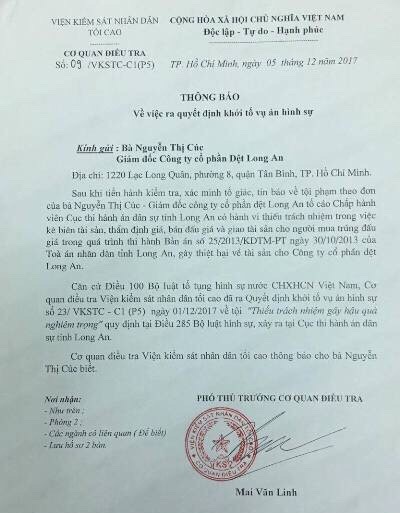 Long An: Khởi tố vụ án hình sự xảy ra tại Cục thi hành án tỉnh 