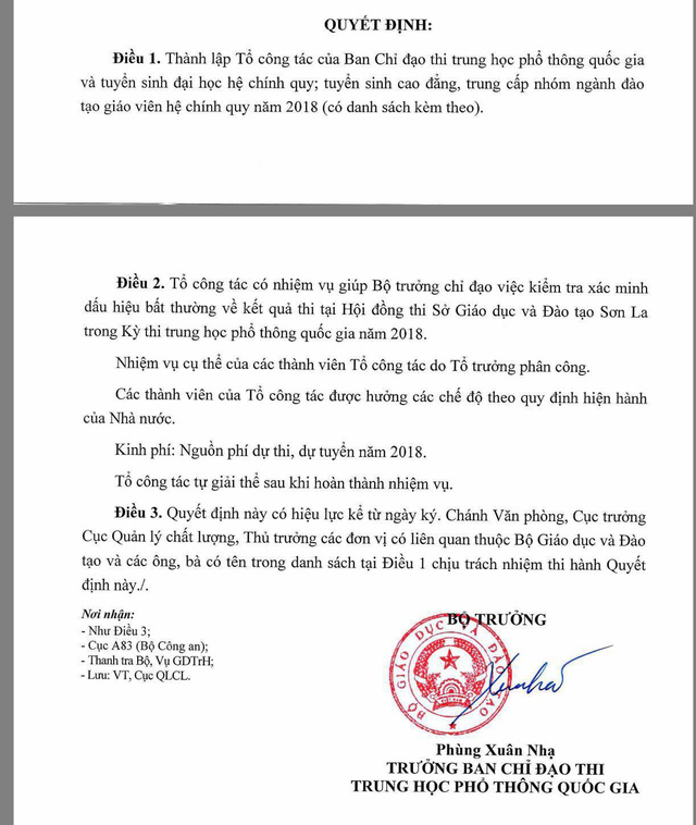 Bộ GD xác minh dấu hiệu bất thường về điểm thi tại Sơn La, Lạng Sơn