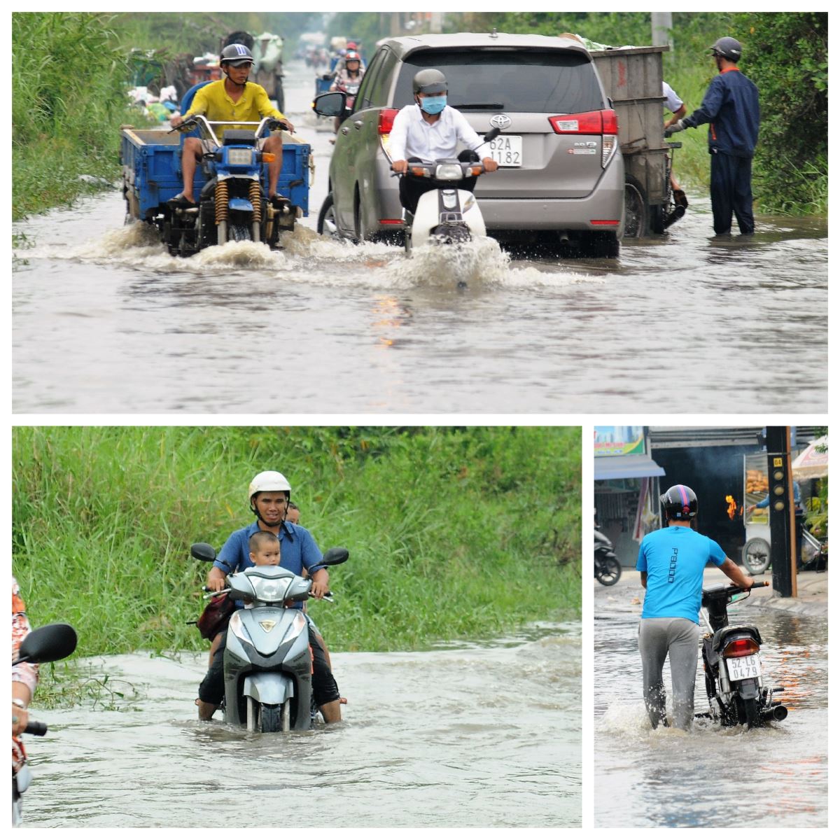 TP.HCM: Người dân mất ngủ, trắng đêm canh triều cường 