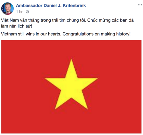 Tổng thống Hàn Quốc, Đại sứ Mỹ khen ngợi U23 Việt Nam