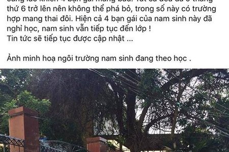 Thông tin mới vụ nam sinh nghi làm 4 nữ sinh có thai ở Phú Thọ
