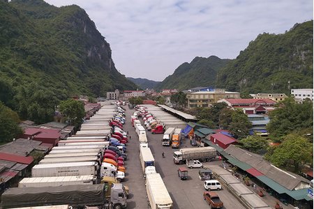 500 xe container ùn ứ nông sản tại cửa khẩu Tân Thanh