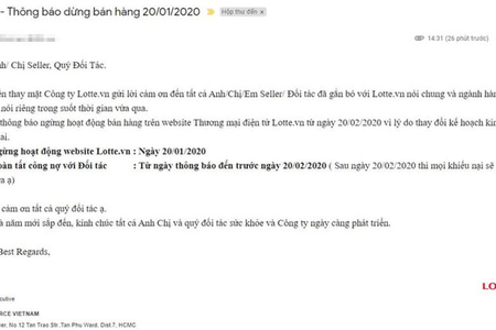 Trang thương mại Lotte.vn thông báo dừng hoạt động từ 20/1/2020