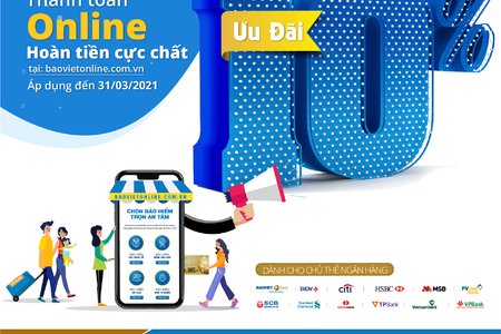 'Thanh toán online, hoàn tiền cực chất' bảo hiểm Bảo Việt triển khai quyền lợi ưu đãi dành riêng cho chủ thẻ ngân hàng
