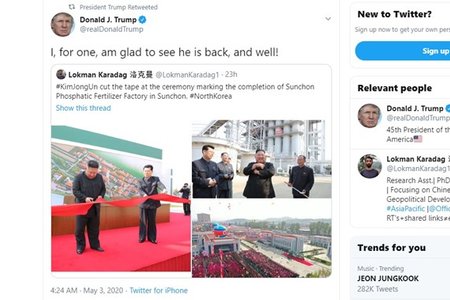 Tổng thống Mỹ 'vui mừng' vì ông Kim Jong-un đã trở lại