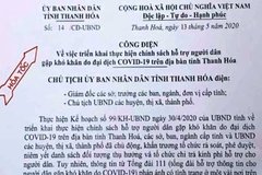 Thanh Hóa yêu cầu tuyệt đối không được vận động người dân từ chối nhận hỗ trợ khó khăn do Covid-19