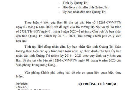 Thủ tướng đề nghị Quảng Trị khẩn trương kiện toàn nhân sự Chủ tịch UBND tỉnh
