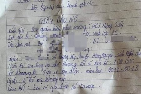 Vụ học sinh lớp 7 viết 'giấy nợ' tiền gửi xe: Trưởng phòng Giáo dục huyện lên tiếng