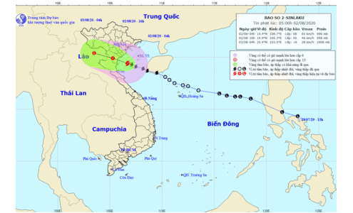 Bão số 2 đi vào đất liền các tỉnh từ Ninh Bình đến Nghệ A, suy yếu dần thành áp thấp