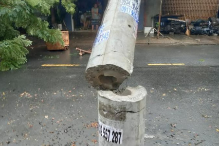 Điện lực Đà Nẵng lên tiếng về vụ cột điện không lõi sắt bị gãy do ảnh hưởng bão số 5