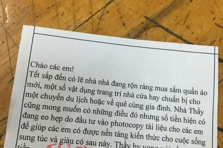 Thầy giáo 'viêm màng túi' viết tâm thư đòi nợ học sinh khiến dân mạng không nhịn được cười