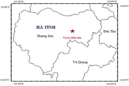 Hà Tĩnh: Động đất 2,7 độ Richter trong đêm