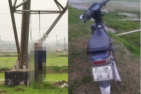 Người đàn ông tử vong trong tư thế treo cổ trên cột điện ở Hà Nội