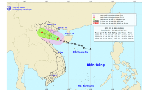 Bão số 2 cách đất liền từ Hải Phòng đến Nghệ An 210km, gió giật cấp 10