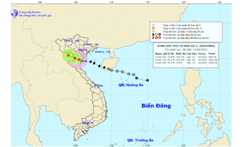 Sau khi vào đất liền từ Thái Bình đến phía Bắc Nghệ An, bão số 2 đã suy yếu thành áp thấp nhiệt đới
