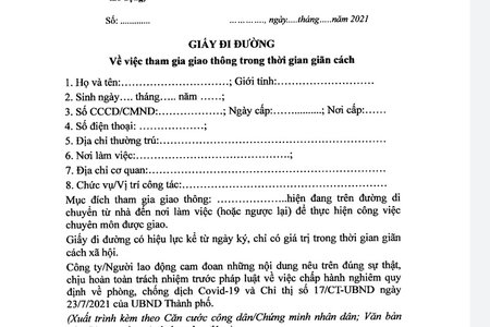 Thống nhất mẫu giấy tờ sử dụng cho người đủ điều kiện lưu thông trong TP Hà Nội