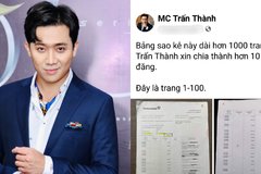 Trấn Thành chính thức tung 100 trong tổng số 1000 trang sao kê quyên góp từ thiện