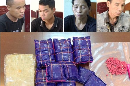 Bắt 4 đối tượng vận chuyển ma túy đá và heroin từ Lào về Việt Nam