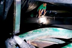 Bắt quả tang nhóm đối tượng khai thác cát trái phép trên sông Hậu