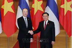 Chủ tịch Quốc hội Vương Đình Huệ đón và hội đàm với Chủ tịch Quốc hội Phần Lan