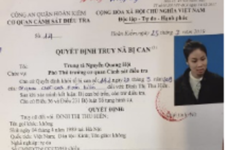 Công an Hà Nội truy nã Đinh Thị Thu Hiền đánh người do mâu thuẫn tiền lương