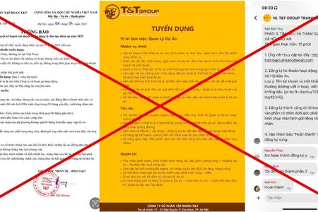 Cảnh giác trước chiêu trò giả mạo tuyển dụng T&T Group trên mạng xã hội để lừa đảo