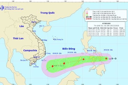 Áp thấp nhiệt đới đi vào Biển Đông mạnh lên thành bão, giật cấp 10