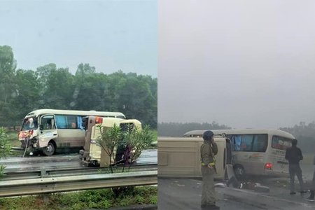  Xe khách lật trên cao tốc Nội Bài - Lào Cai, nhiều người bị thương