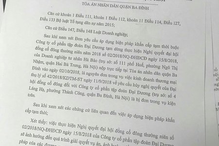 Vụ Hà Bảo kiện CTCP Tập đoàn Đại Dương: Cần hiểu đúng bản chất vấn đề