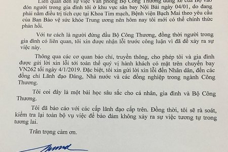 Bộ trưởng Trần Tuấn Anh gửi thư xin lỗi tới toàn thể nhân dân