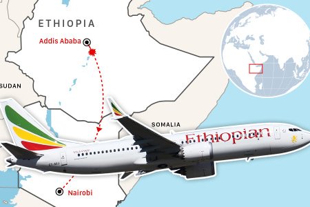 Máy bay Ethiopia bốc khói, lượn gấp trước khi lao xuống đất