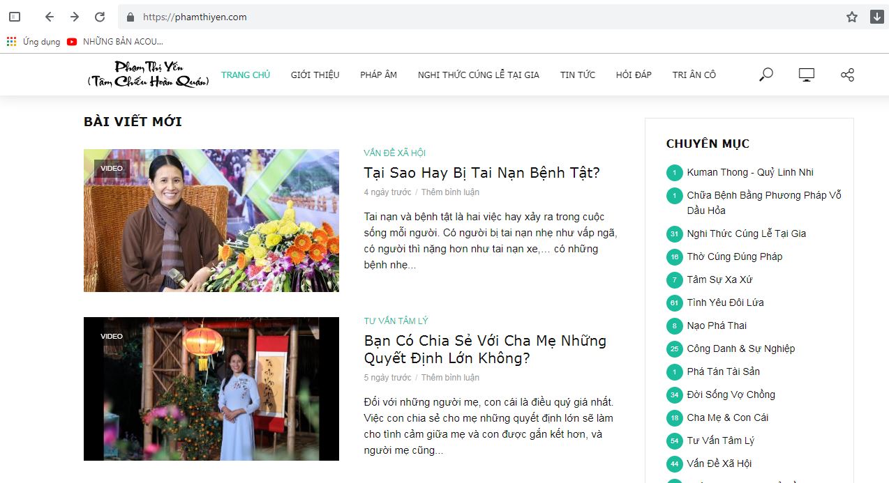 Trang website cá nhân bà Phạm Thị Yến bất ngờ hoạt động trở lại