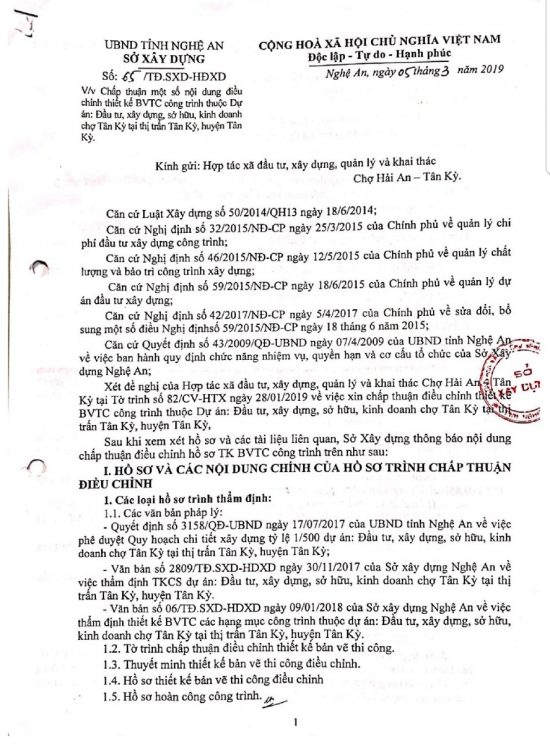 Cần có cái nhìn đa chiều, khách quan, đầy đủ về dự án chợ Tân Kỳ